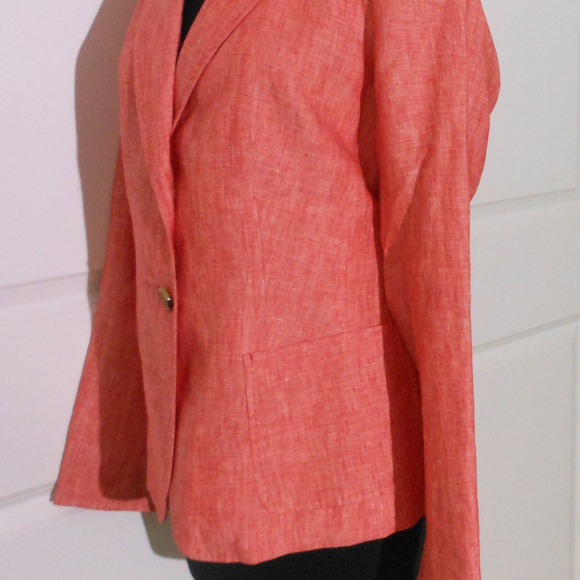 TALBOTS Cross-Dyed Linen Blazer NWT CORAL Jacket - Picture 2 of 6